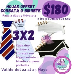 (3x2) Hojas offset birrete CORBATA O BIRRETE
