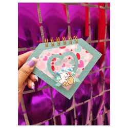 Mini curso de libreta glitter con shaker de corazon