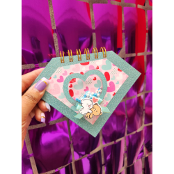 Mini curso de libreta glitter con shaker de corazon