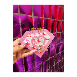 Mini curso de libreta glitter con shaker de corazon