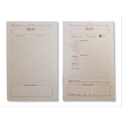 (3X2) Interior de 100 hojas de Recetario de cocina