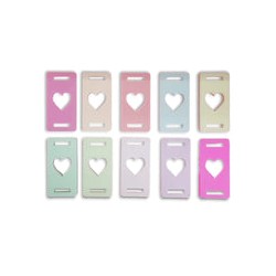 Plaquitas para libreta color pastel tipo elástico plano de corazon