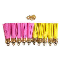 Tassels o motitas de 10 colores 5 amarillo y 5 rosados
