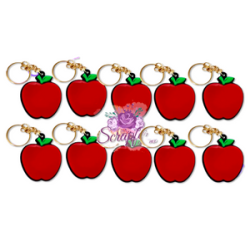 10 llaveros de manzana en relieve