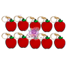 10 llaveros de manzana en relieve