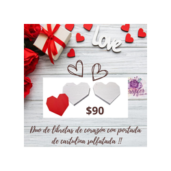 Duo de libretas de corazón con portada de cartulina sullatada