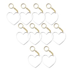10 Llaveros de acrílico transparente de corazón de 3mm