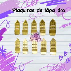 10 Plaquitas de lápiz doradas