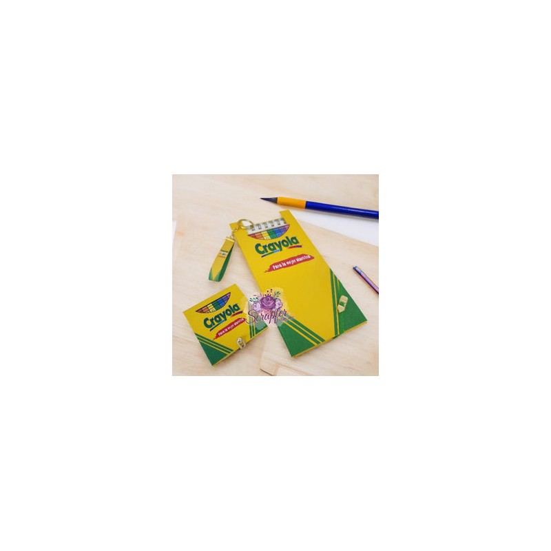 Curso caja crayola, llavero y portapost it