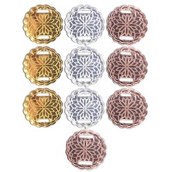 Plaquitas de mándalas acabado espejo, oro, oro rosa y plata