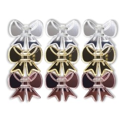 10 plaquitas de acrílico de moño acabado espejo, Oro, Oro Rosa y Plata