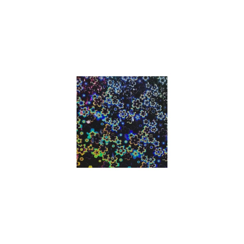 Rollo de laminado térmico holografico de 50m x 30cm  tipo "Florecitas"