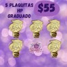 5 plaquitas doradas de H. poter graduada