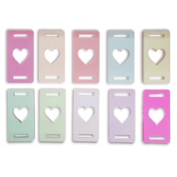 Plaquitas para libreta color pastel tipo elástico plano de corazon