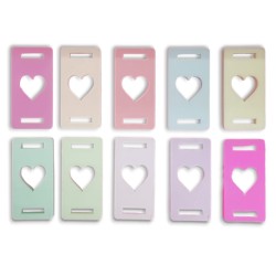 Plaquitas para libreta color pastel tipo elástico plano de corazon