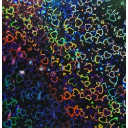 Rollo de laminado térmico holografico de 25m x 30cm  tipo "Corazones"
