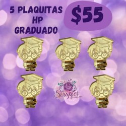 5 plaquitas doradas de H. poter graduada