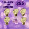 5 plaquitas doradas de H. poter graduada