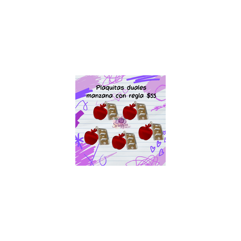 5 Plaquitas duales de regla con manzana