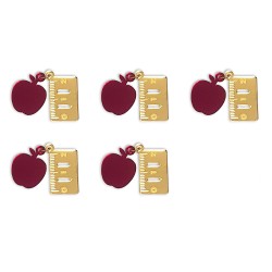 5 Plaquitas duales de regla dorada con manzana