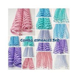 Combo de 150 tiras mixtas espirales de plástico pastel 1", 3/4" y 5/8"